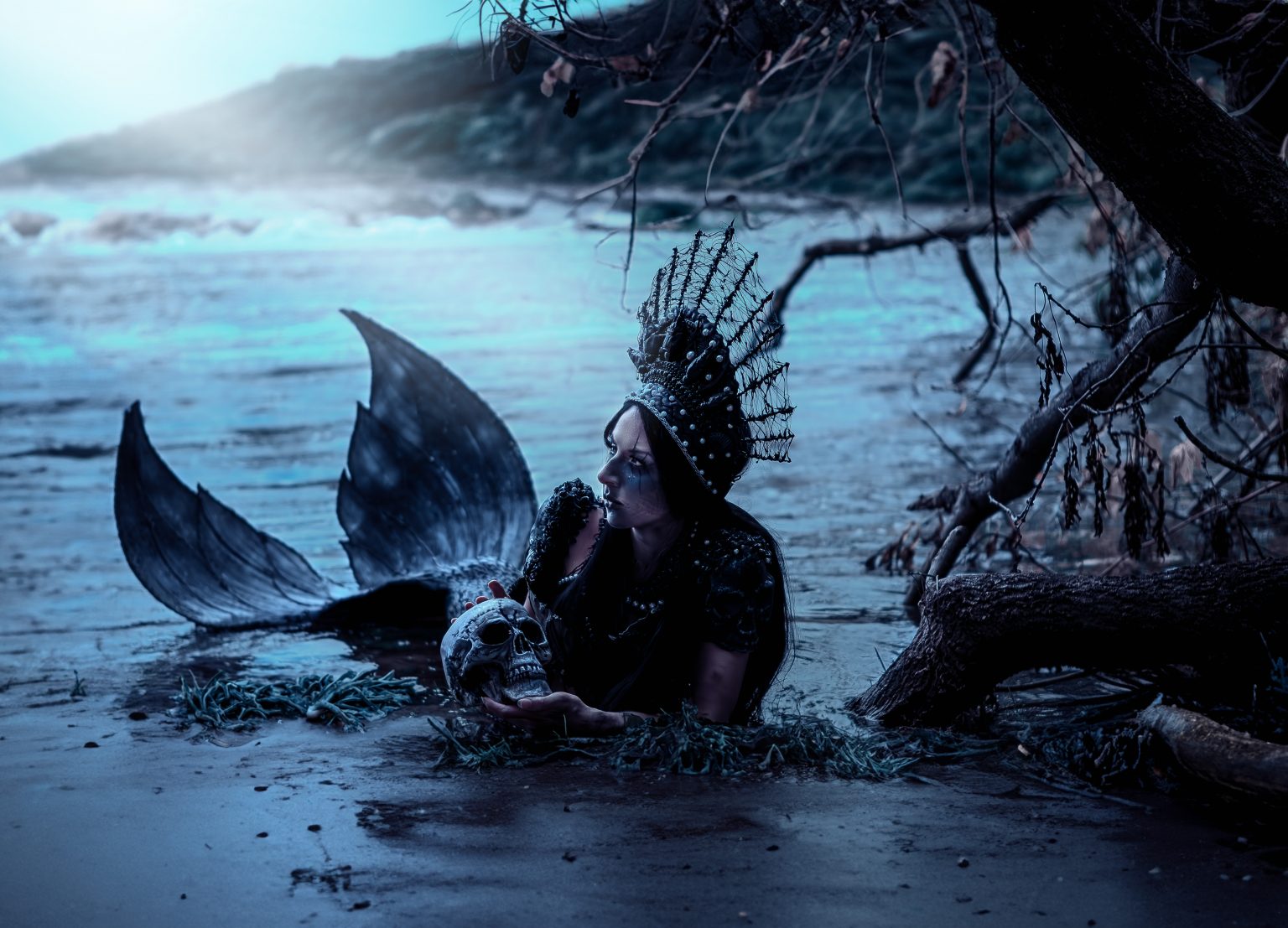 Dark Mermaid Tail Mermaid Shooting Fantasy Thüringen Meerjungfrau Fotoshooting Fantasy Fotoshooting