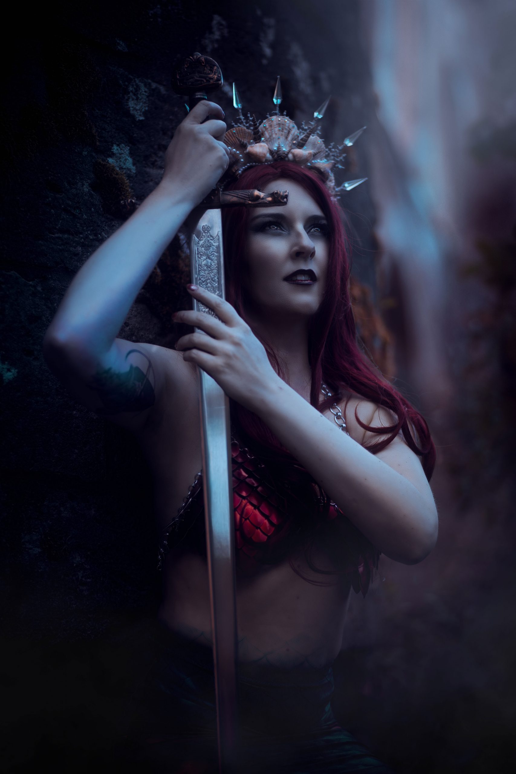 Meerjungfrau Fotoshooting Mermaid-Fotoshooting--Dark-mystic-Mermaid---Meerjungfrau-Shooting-Thüringen---Warrior-Mermaid- Fantasy Shooting